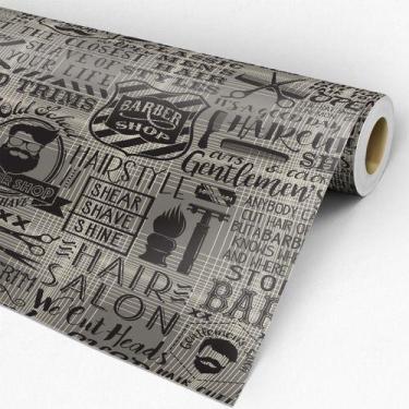 Imagem de Papel De Parede Temático Barbearia Tons Escuros - 3,30x0,50m - DEKAL D