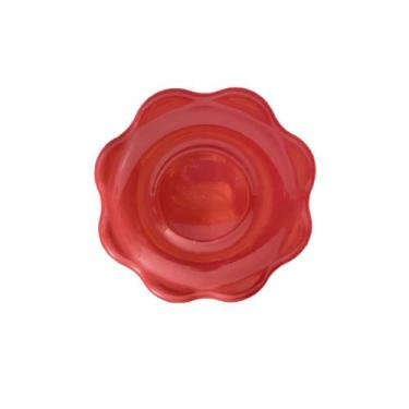 Imagem de Kit 10 Pratos Flor Vermelho Plástico Petiscos Festas - 3M