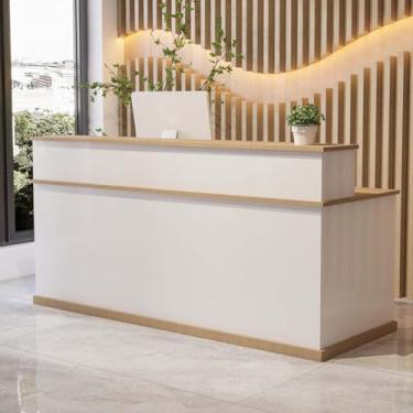 Imagem de Luzes de balcão de recepção moderno balcão de varejo com gavetas mesa de recepção balcão frontal com armário armário caixa simples para checkout, escritório, salão de beleza, lobby, P, 100 x 60 x 100