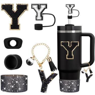 Imagem de Mity rain Conjunto de 6 peças de acessórios para copo Stanley Cup 850 g 1,134 g copo com alça, acessórios pretos incluindo topo de palha, bota, tampa à prova de derramamento, pingente de alça, adesivo
