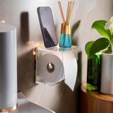 Imagem de Papeleira Porta Papel Higiênico Centauri Suporte Acrílico Transparente