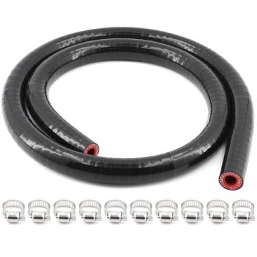 Imagem de TuoLauthon Mangueira de refrigeração de silicone de 3/8 polegadas, comprimento 1 m, espessura da parede 4,5 mm, radiador de alto desempenho, acoplador reto universal, tubo de borracha reforçada com 10