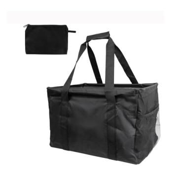 Imagem de Sacola utilitária extragrande – Bolsa dobrável grande com moldura de arame, durável e reutilizável para praia, compras, lavanderia, porta-malas, armazenamento e viagem – Inclui bolsa de 12 x 17 cm com