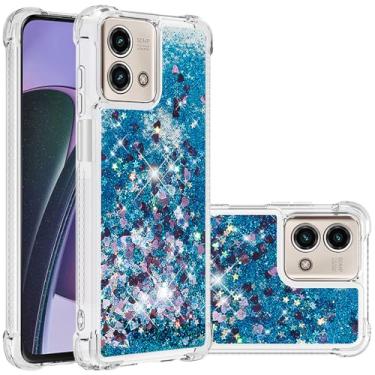 Imagem de Monwutong Capa de telefone de ajuste fino para Motorola G Stylus 5G 2023, TPU macio com glitter líquido efeito areia movediça capa de proteção de tela e câmera para Moto G Stylus 5G 2023, azul LSWT