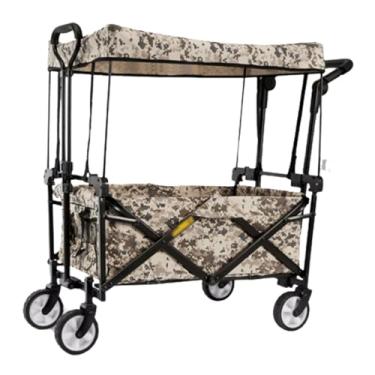 Imagem de carroça Carrinho de vagão funcional com rodas dobrável utilitário lounge vagão jardim carrinho de vagão portátil com dossel para acampamento dobrável