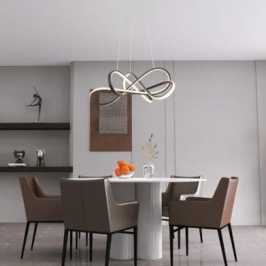 Imagem de LED Luzes pendentes DIY Lustre regulável ajustável pendurado luminárias pendentes para sala de jantar Cozinha Sala Bar com RC (Preto, L65*W52*H16 cm)