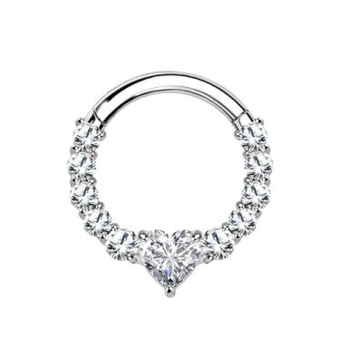 Imagem de ALACLO Argola de nariz clicker 16G 8 mm, anel de septo dourado, aço inoxidável 316L coração CZ cartilagem brincos para mulheres, joia de piercing Tragus Daith Helix, 16G-8mm, Aço inoxidável, Zircônia