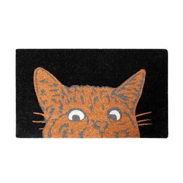 Imagem de A1HC Tapete de porta de coco natural gato espiando capacho com suporte de PVC antiderrapante resistente - 45,7 cm x 76,2 cm - fácil de limpar, tapete de boas-vindas ao ar livre adequado para animais