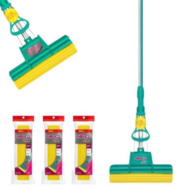 Imagem de Kit Mop Sekito Rodinho Limpa Seca Com 3 Refis Extras