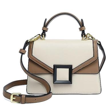 Imagem de Scarleton Bolsa tiracolo acolchoada, bolsa de ombro com alça de corrente, mini bolsa de couro vegano, H2065, Bege/Marrom, Small