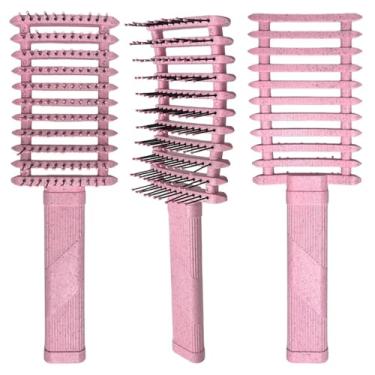 Imagem de Escova de cabelo cacheado para mulheres, cachos definidos, escova de estilo, escova de cabelo oca, desembaraçadora, pente de cabelo emaranhado, massagem no couro cabeludo, ferramentas de estilo (1 peç