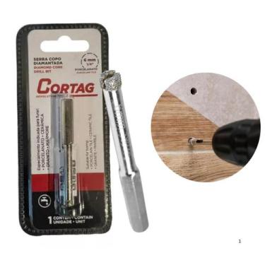 Imagem de Serra Copo Diamantada Broca Porcelanato Cerâmica 6mm 1/4 Cortag, 6mm