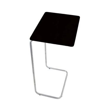 Imagem de Mesa de Apoio Lateral para Sofá com Base de Metal ,Tampo Preto/Cromado