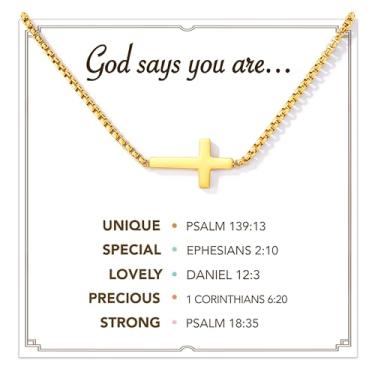 Imagem de Tarsus Colar de cruz de ouro para mulheres, joias cristãs, pingente de cruz, presentes de aniversário religiosos para mulheres, average, Aço inoxidável, Sem Pedra Preciosa