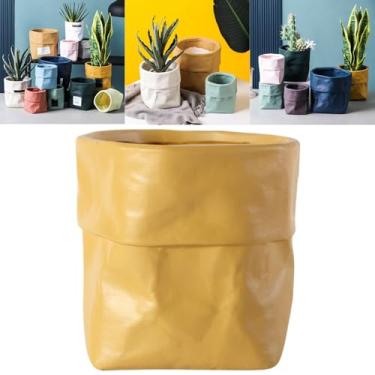 Imagem de Boxonly Vaso de plantas de interior, vaso de cerâmica de 16,7 cm (grande) com orifício de drenagem e almofada de malha – Vaso de flores decorativo moderno com pires anexados, perfeito para casa e