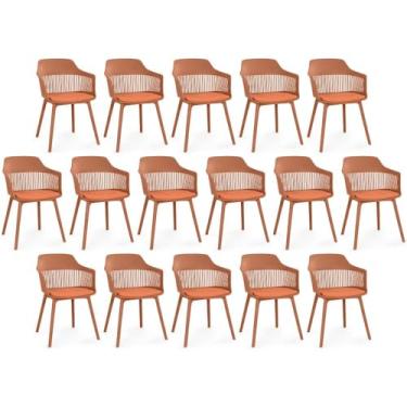 Imagem de Kit 16 Cadeiras de Jantar Estofada Marcela - Marrom