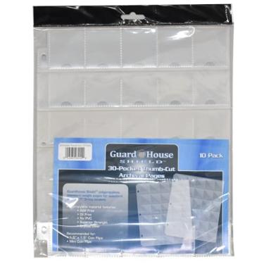 Imagem de GuardHouse Shield 1.5 Inch x 1.5 Inch Paper Coin Holder Pages 30 Pocket for Three Ring Binders 10 Pack
