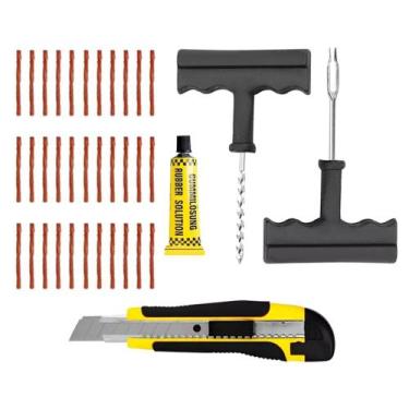 Imagem de Kit De Reparo Remendo Para Pneu Sem Câmara Com 33 Macarrão E Estilete 