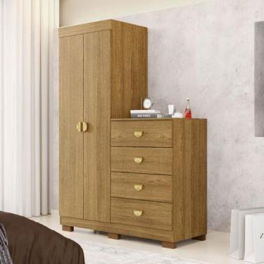 Imagem de Cômoda Guarda-Roupa Cristal 4 Gavetas 2 Portas Nature - Vila Rica