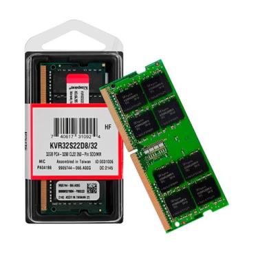 Imagem de Memoria Notebook 32Gb Ddr4 3200 Cl 22 1.2V 2RX8 KVR32S22D8/32 Kingston