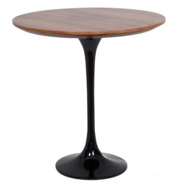 Imagem de Mesa Lateral Tulipa Saarinen Redonda 51 Cm - Imbuia Base Preta
