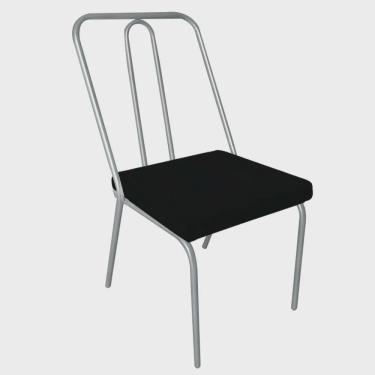 Imagem de Cadeira de Jantar Drika Office Escritório Recepção Ferro Cinza Corino Preto - Ahz Móveis