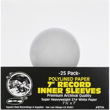 Imagem de (25) Mangas internas de papel poliginado super pesado para registros de 17,78 cm – Qualidade de arquivo, sem ácido, sem estática – Proteção premium