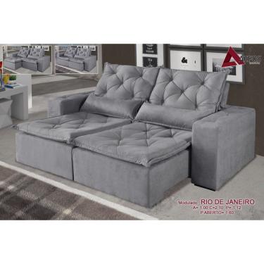 Imagem de Sofá Rio de Janeiro Retrátil e Reclinável de 2 Módulos com Tecido Suede Cinza