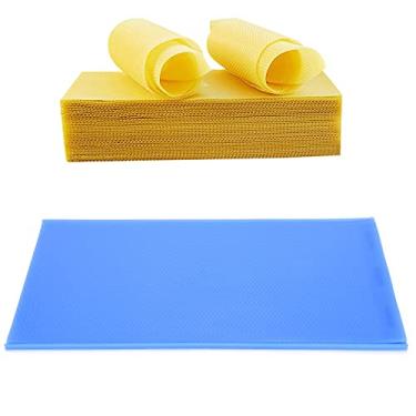 Imagem de Folhas de Cera de Abelha, 2 Unidades de Molde Manual de Cera de Abelha de Silicone Folhas de Base de Cera de Abelha Máquina de Gravação Em Relevo para Fabricação de Velas e (Azul