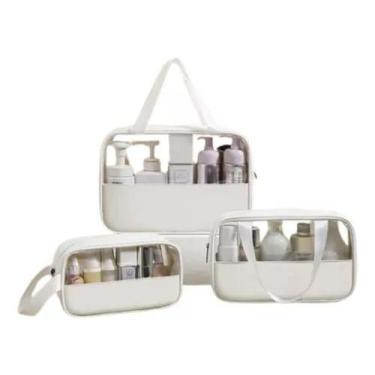 Imagem de Kit 3 Peças Necessarie Bolsa Transparente Viagem Coméstico - Novo Sécu