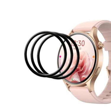 Imagem de Tznzxm Protetor de tela para Fitpolo Smart Watch AR-01 3.3 cm (pacote com 3) cobertura total 3D borda curvada moldura película transparente HD, compatível com Fitpolo AR-01 Smartwatch de 1,3 polegadas