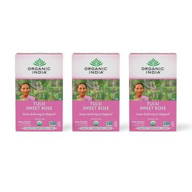 Imagem de Chá de ervas ORGANIC INDIA Tulsi Sweet Rose, 18 sacos, 3 pacotes