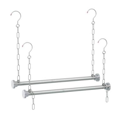 Imagem de Aglaiprty Haste para pendurar no armário, largura e altura ajustáveis (58 ou 89 cm de comprimento), barra de pendurar para roupas que economiza espaço, extensor de armário, 2 unidades