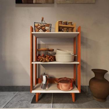 Imagem de Balcão de Cozinha Organizador Com Pés de Madeira Maciça Armário Compac