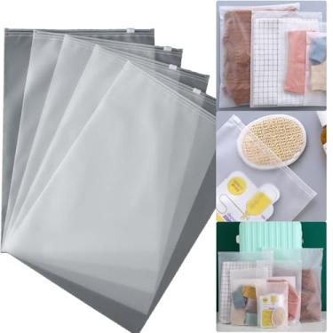 Imagem de Boxonly Sacos com zíper fosco – Sacos de armazenamento autovedantes de PE reutilizáveis para roupas e viagens | 10 x 15 cm | Sacos de embalagem de plástico resseláveis e duráveis para roupas íntimas,