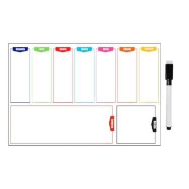 Imagem de Planner Magnético Lousa Lembrete Imã Geladeira Porta Recados Anotação Semanal Mensal(MODELO 4 COLORIDO(DEITADO))