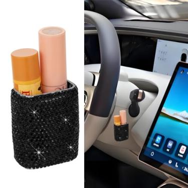 Imagem de Veseek Suporte de protetor labial de carro Bling para batom de batom para suporte de batom para carro para mulheres (preto)