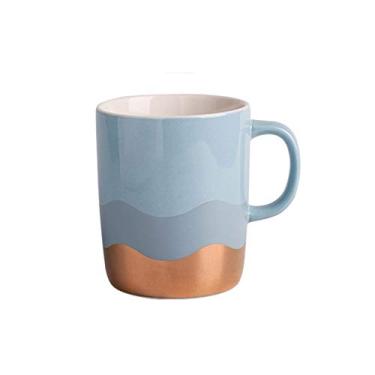 Imagem de Cuiynice caneca (empréstimo) Caneca Phnom Penh personalizada tendência xícara de café, xícara de leite de café da manhã padrão onda, xícaras de casal masculino e feminino (5 cores disponíveis) canecas