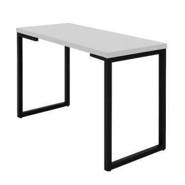 Imagem de Mesa Escritório Industrial Branco 90cm Base Metálica Preta - Belliv De