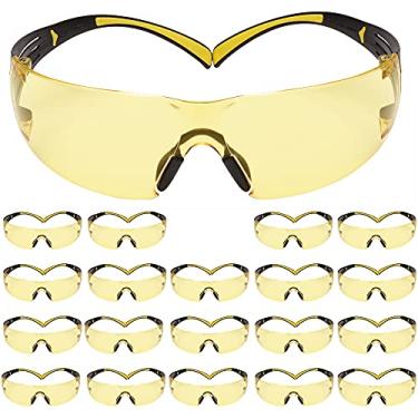 Imagem de 3M Óculos de segurança, SecureFit, pacote com 20, ANSI Z87, Scotchgard antiembaçamento anti-arranhões, lente âmbar, armação amarela/preta, hastes flexíveis