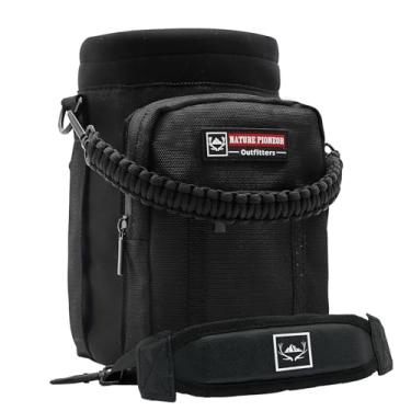 Imagem de Suporte de garrafa de água isolado de neoprene da NATURE PIONEOR com alça de ombro para garrafas de água esportivas de meio litro de 1,8 litros / 1 galão de 340 ml de garrafas de jarro de água esportivas, bolsa de transporte para acampamento ao ar livre, caminhadas, pesca, Black-1, Half Gallon