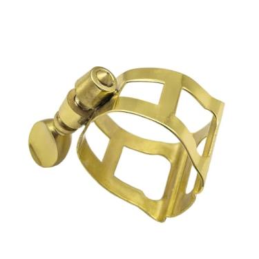 Imagem de simhoa Prendedor de clipe de ligadura sax alto com parafusos ajustáveis ​​bordas lisas premium parte de cobre de cobre para instrumento de bocal sax