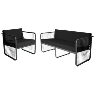 Imagem de Conjunto 1 Namoradeira e 1 Poltrona Área Externa Santiago Em Alumínio 