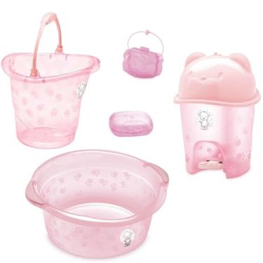 Imagem de Kit Banho Bebe Adoleta Bacia Saboneteira Lixeira E Outros (Rosa translucido)