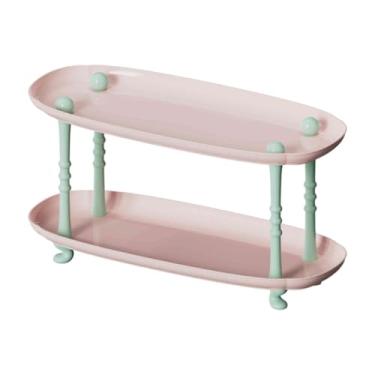 Imagem de SiaBiced Organizador de mesa, suporte de rack de armazenamento de, organizador de maquiagem, bandeja de penteadeira para casa, cômoda, dormitório, Rosa