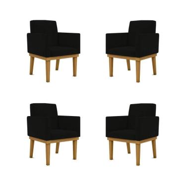 Imagem de Kit 4 Cadeiras Reforçada Escritório Poltrona preta