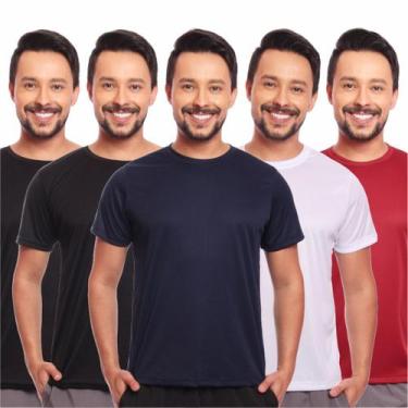 Imagem de Kit 5 Camisas Masculina Manga Curta Dry Fit Proteção Uv - Brás e Cia, 