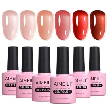 Imagem de AIMEILI Esmalte Em Gel Transparente Icy Jelly Soak Off Uv Led Hema Free Vegan Cruelty-Free Salon Vernish Kit Com 6 Cores E 78