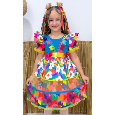 Imagem de Vestido Caipira Infantil Para Quadrilha Festa São João Festa Junina Ju