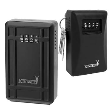 Imagem de Kingsley SAFEKey Realtor Lock Box – Guard-a-Key, suporte de parede seguro à prova de intempéries para ambientes internos e externos, código de combinação reinicializável de 4 dígitos, grande